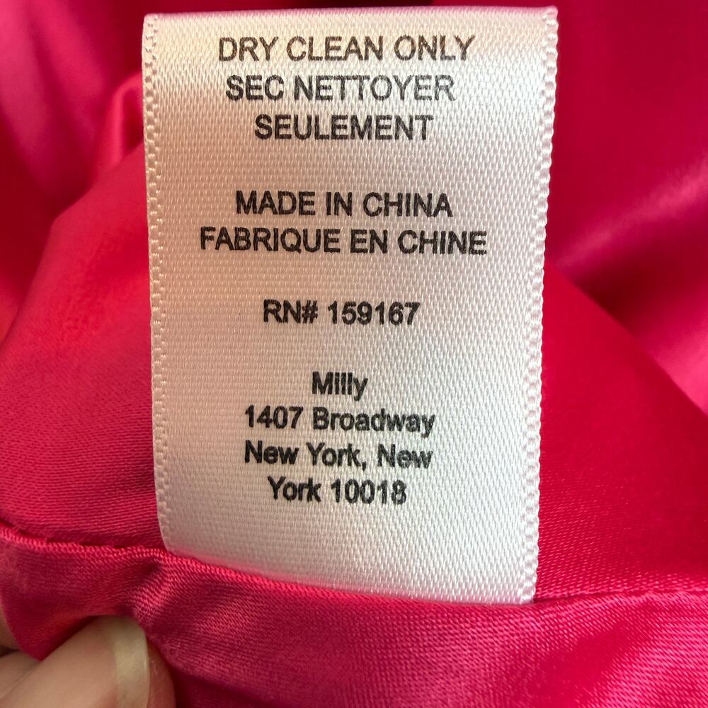 Milly Stella Satin Red Pink Colorblock Tie Waist Long Sleeve V-Neck Mini Dress 4 - Picture 5 of 8